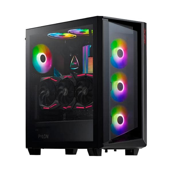 Case Gaming RGB Xpg Battlecruiser Mid Tower Ventiladores 4 de 120MM con Vidrio Lateral y Malla Frontal Cruiserst-bkcww
