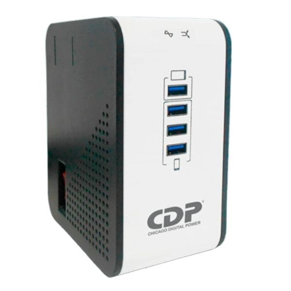 Regulador de Voltaje Cdp R2CU-AVR1008 1000VA 500W 8 Tomas 170?270 Vca Pantalla LED Oculta Protección Coaxial