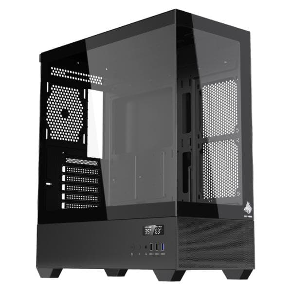 Case Eagle Warrior CG01TZRA001C Mid Tower sin Ventilacion Incluida con Vidrio Templado Frontal y Lateral sin Fuente con Pantalla Digital