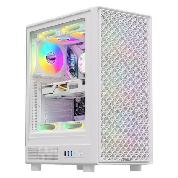 Case RGB Formula V Line Mana Dynamic White Ar Mid Tower Ventiladores 4 de 120MM con Malla Frontal y Vidrio Lateral 4711401663515