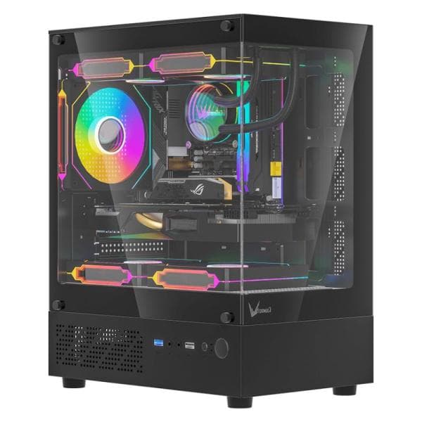 Case Argb Formula V Line Crystal Z1CM Plus Black Ar Mini Tower Ventiladores 3 de 120 Mm con Vidrio Frontal y Lateral 4711401663218