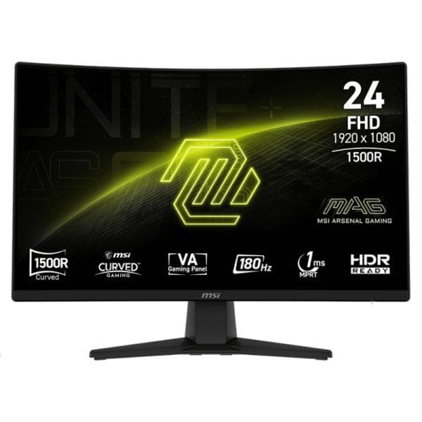 Monitor MSI Mag 242C 23.6 Pulg Curvo 1920 X 1080 180 HZ Anti-glare HDMI y DP 9S6-3BC31T-004