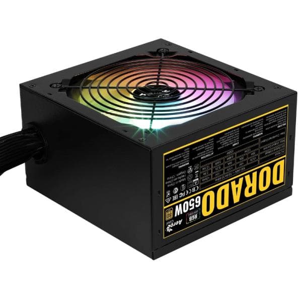 Fuente de Poder Aerocool Dorado 650W 80 Plus Gold No Modular ATX ACPG-DO65FUC.11