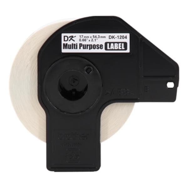 Rollo de Etiqueta Brother Multiproposito DK1204 17MM X 54MM/400 Etiquetas Compatible con Impresoras Ql Papel Blanco con Texto Negro