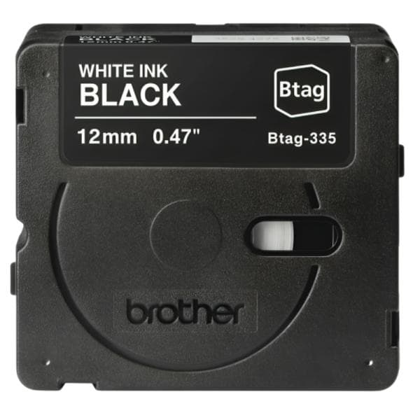 Cinta de Etiquetado Brother BTAG335 12MM X 4M Compatible con P-touch Blanco Sobre Fondo Negro