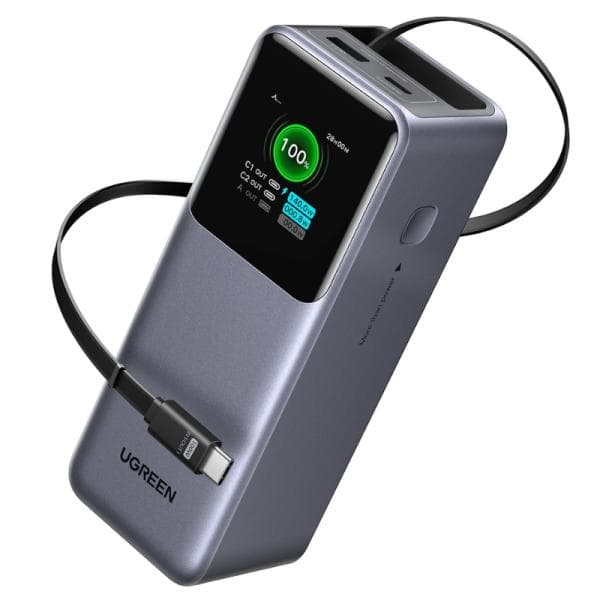Power Bank Ugreen PB726 20000MAH Usc-c/Usb-a Cable Retráctil Integrado Carga Rápida 165W 55987B