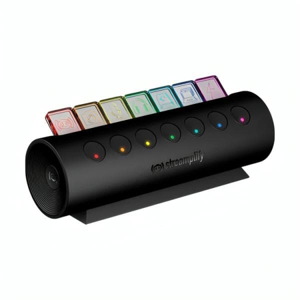 Teclado Streaming + Hub Streamplify 7 Puertos Usb,teclado,mouse,webcam,dispositivo de Carga 7-RGB-US-F-BK SPUH-HC71257.11